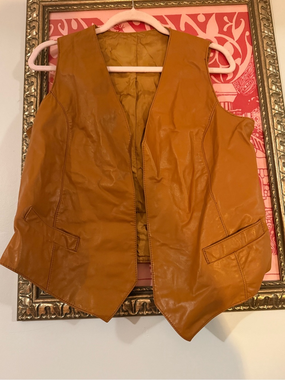 Women’s Leather Sleeveless Vest in Tan